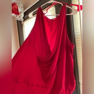 Red tank top cross front body suit